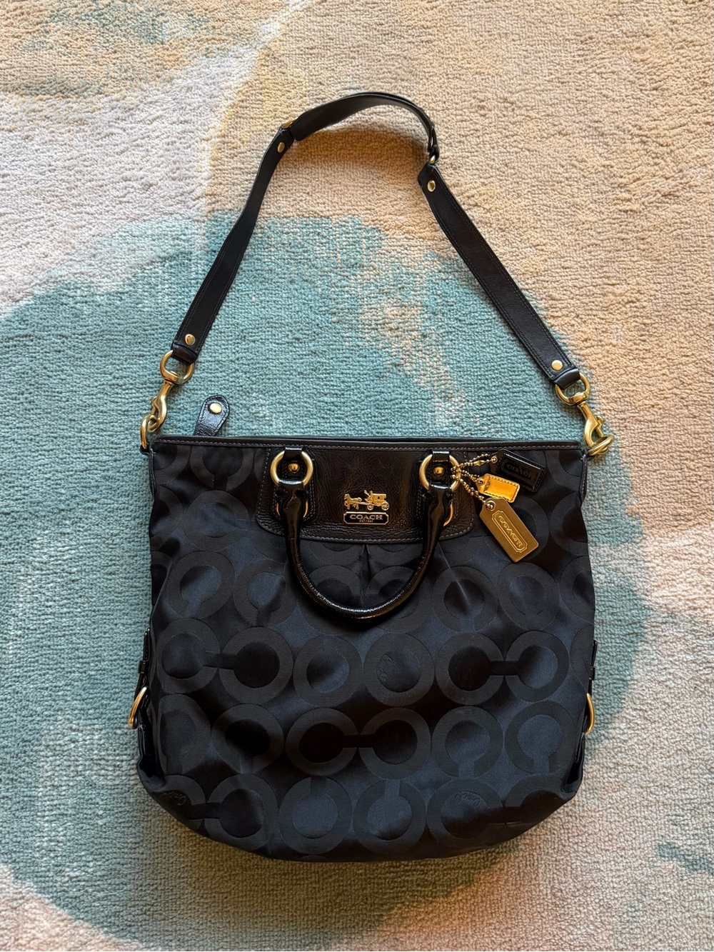 Coach Madison Julianne Large Black Purse Zipper Top Tote